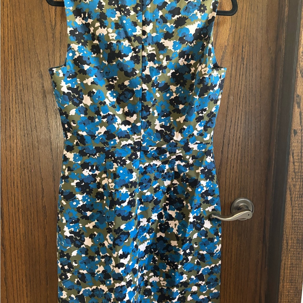 NWOT Kate Spade Blue, Black and White Floral Camouflage Sheath Mini Dress US 6